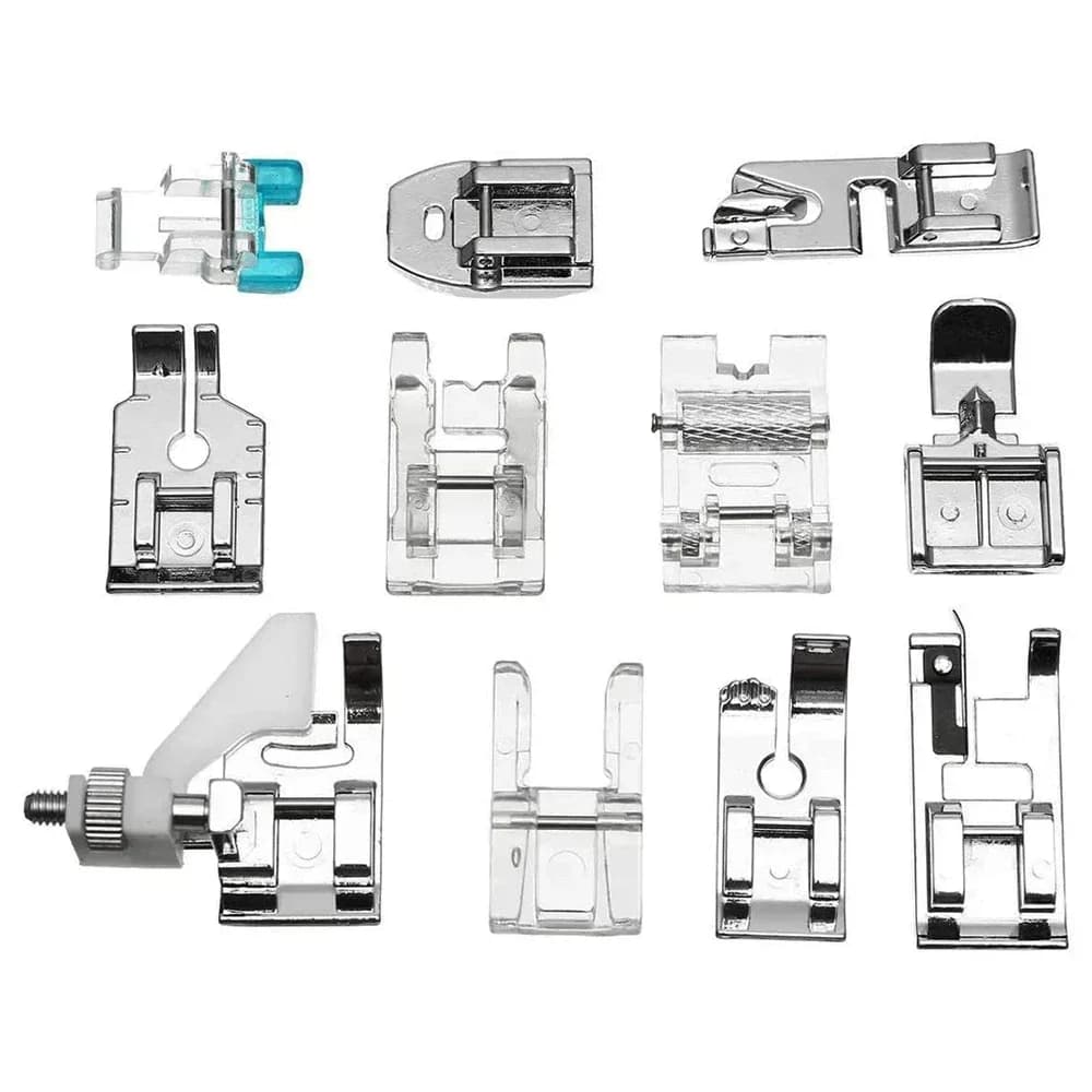 Kit piedini a scatto da 11 pezzi per macchine da cucire con gambo basso - Set di accessori universali per macchine da cucire per uso domestico e fai-da-te