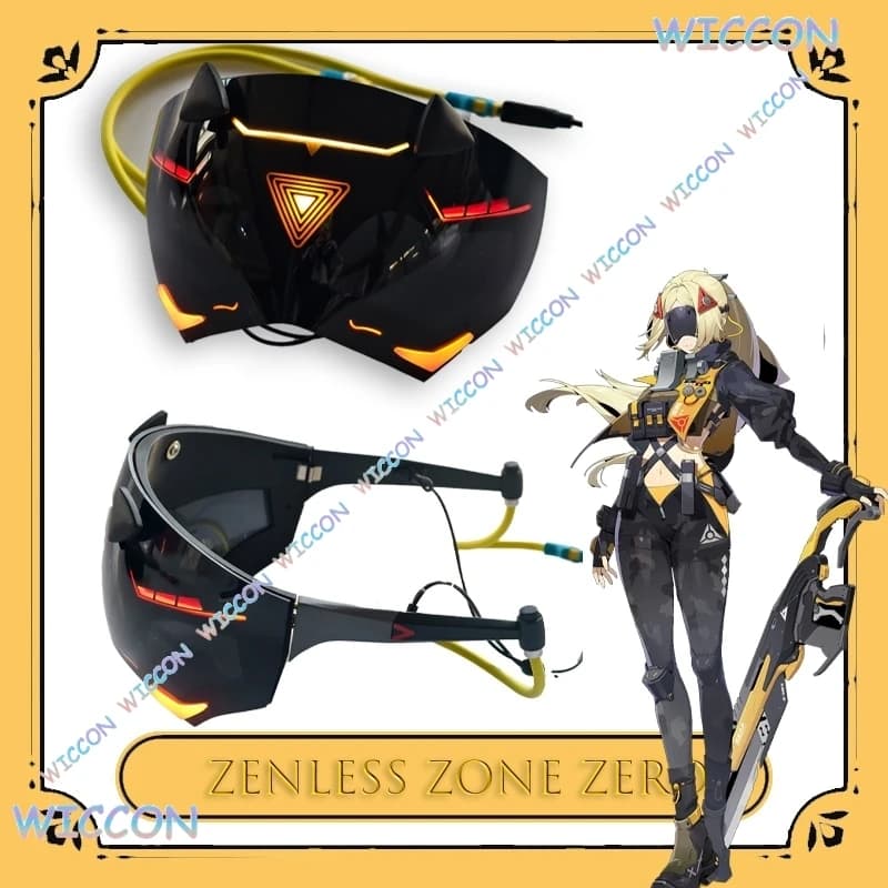 Wuhu/Zenless Zone Zero Trigger Cosplay Half Mask Benda on High Quality Eye Wig Set Obol Squad Halloween Party Man Carnival