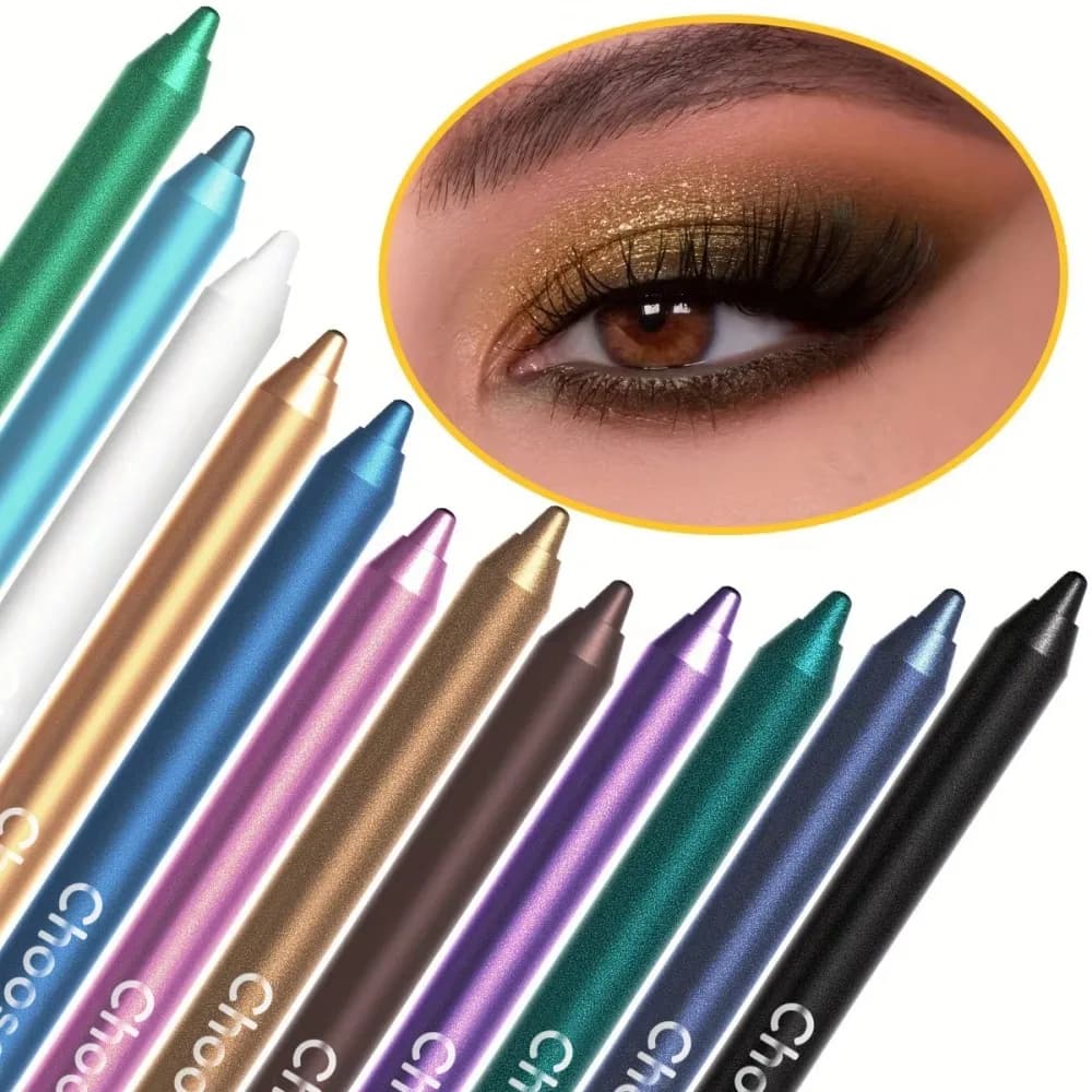 12 Pcs Set of Waterproof Eyeliner Pens with Shimmering Effects - Includes Eyeshadow Durable and Easy to Color Highlighter
