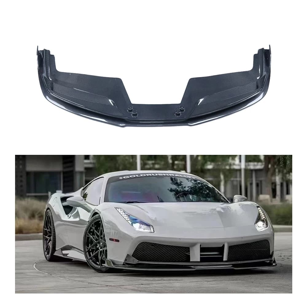 Wet Carbon Fiber Front Bumper Lip Diffuser Spoiler Vorstein Style for Ferrari 488 GTB