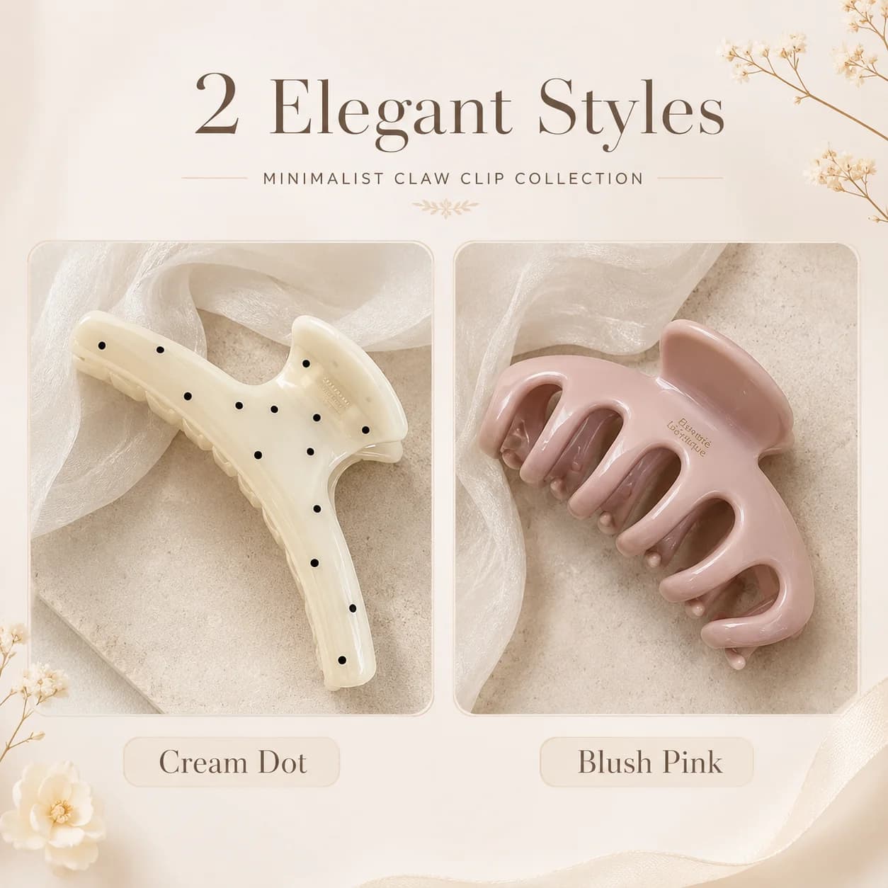 Elegant Simple Polka Dot Hair Claw Large Size Back Head Updo Shark Clip Premium Lazy Style Hair Accessories For Women