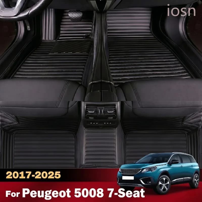 Custom 3D Car Floor Mats for Peugeot 5008 7-Seat 2017-2025 All Weather Waterproof Full Coverage Auto Interior Accessories Pads