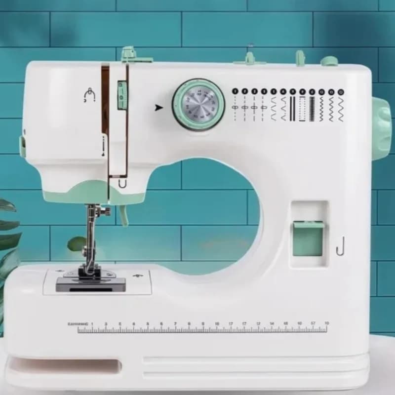 portable Sewing Machine for Beginners with 12 Stitches Pattern LED Light Pedal Double Thread Sewing Kits Plugged In 220V