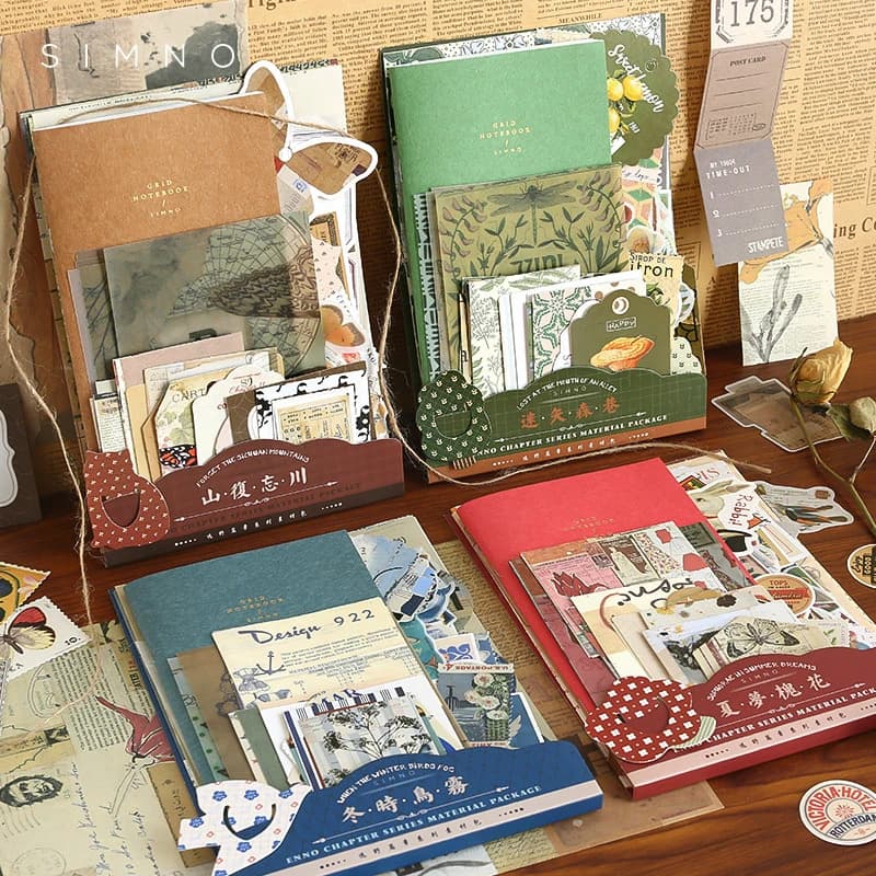 1pack/86Pcs Multi-material Journal Kit Mixed Textures for Scrapbook DIY Crafts