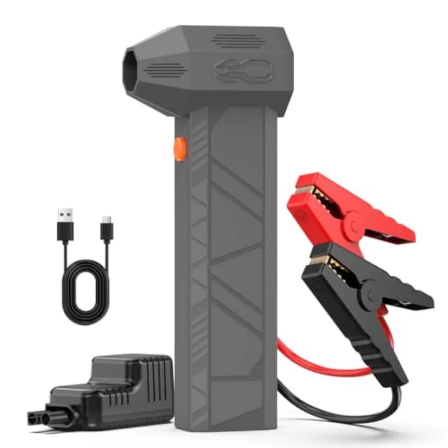 Avviatore di emergenza per auto con ventola ultraveloce da 5000 A Peak 16 V e motore brushless da 130 K giri/min per avviamento di veicoli di emergenza 18 800 mAh di potenza