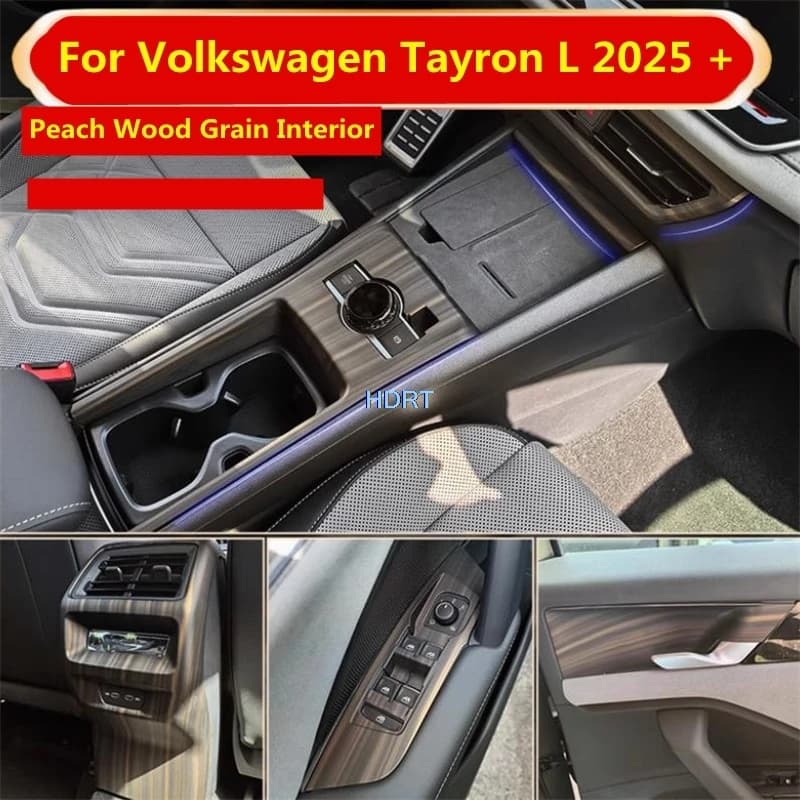 Per Volkswagen Tayron L 2025 + Grana di legno di pesca Interni Auto Finestra del cambio Pannello di controllo centrale Copertura della presa d'aria posteriore