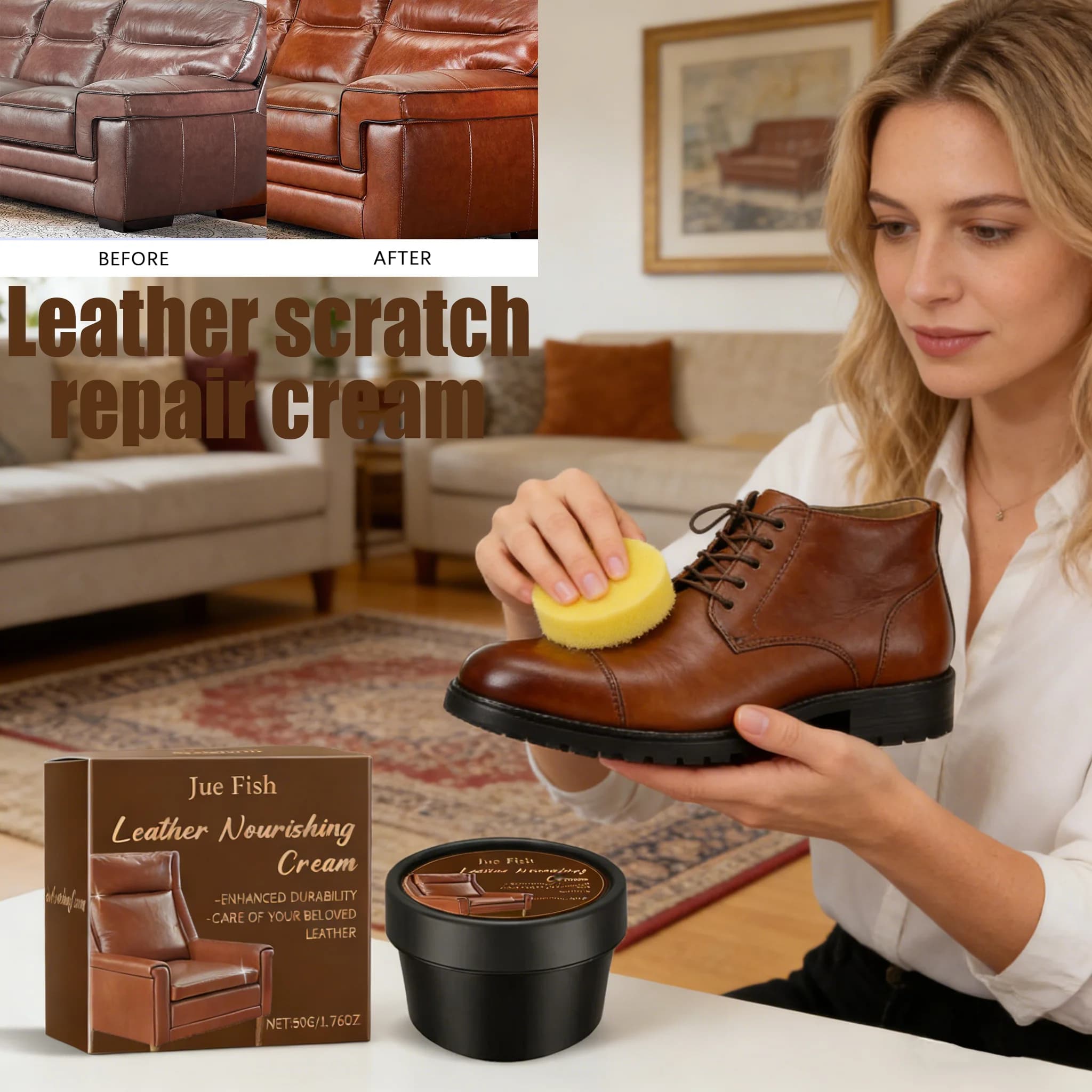 Crema Riparatrice per Pelle - Adatta per Borse in Pelle, Divani, Scarpe in Pelle, Kit di Riparazione Fai-da-Te, Crema per la Cura e la Pulizia della Pelle