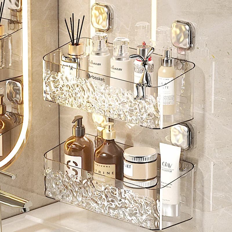 Organizzatore da parete per mensola da bagno senza trapano per pettini, rasoi, spazzolini da denti