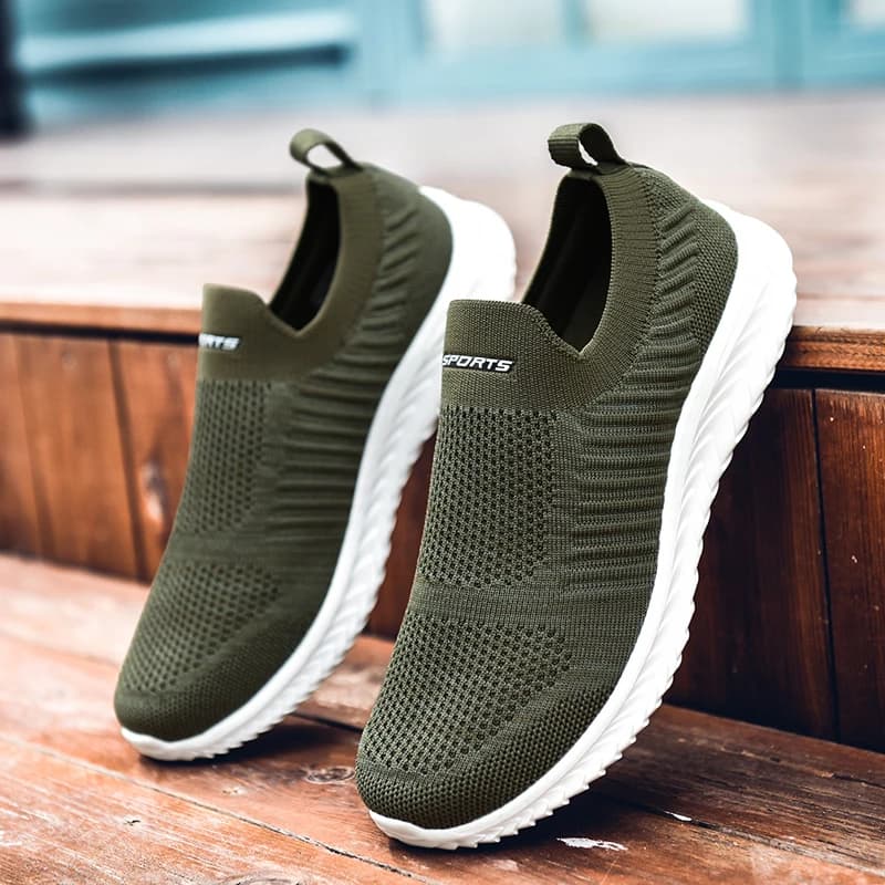 Men Basic Walking Sneakers Elastic Cushion Insole Non Slip Rubber Bottom Minimalist Breathable Outdoor Street Footwear