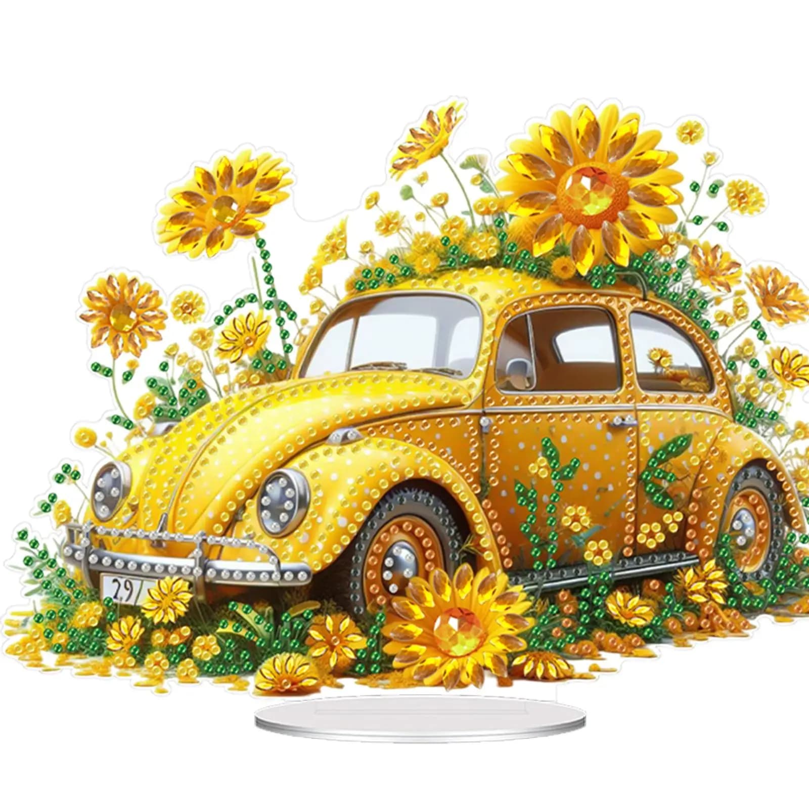 Diamond Painting Kit with Special Shapes in Acrylic, Angel and Sunflower, Table Ornaments with Adult and Beginner Strass