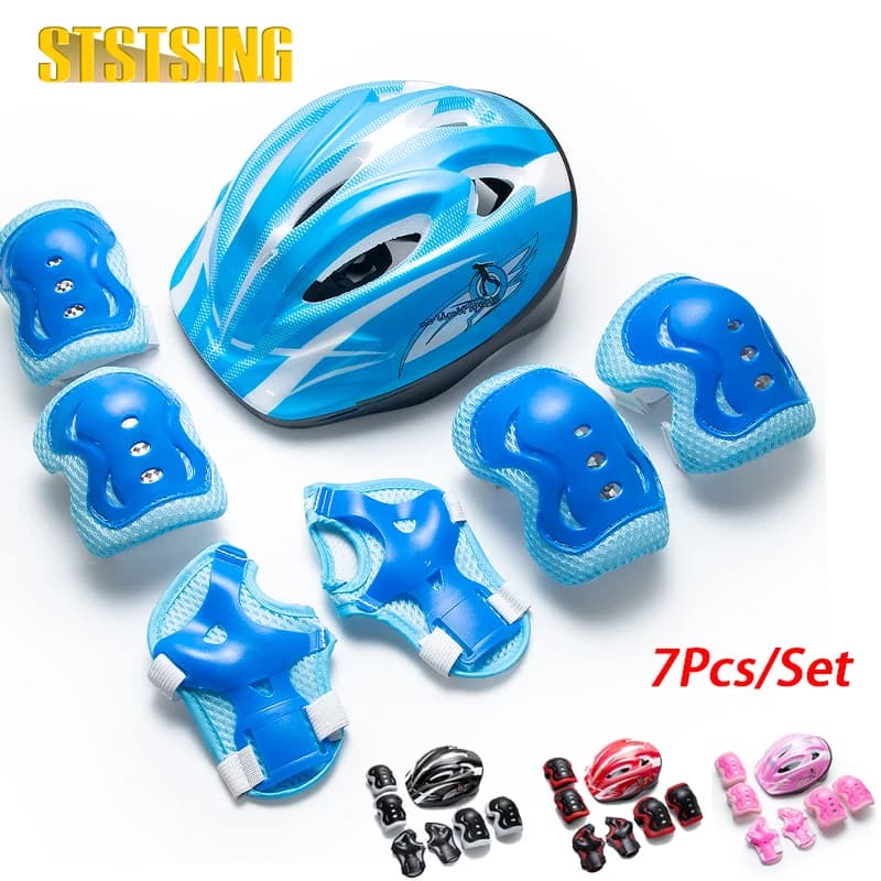 Adjustable Helmet Protective Gear Set Sports Knee Elbow Wrist Pads for Children Boys Girls Bike Skateboard Scooter Roller