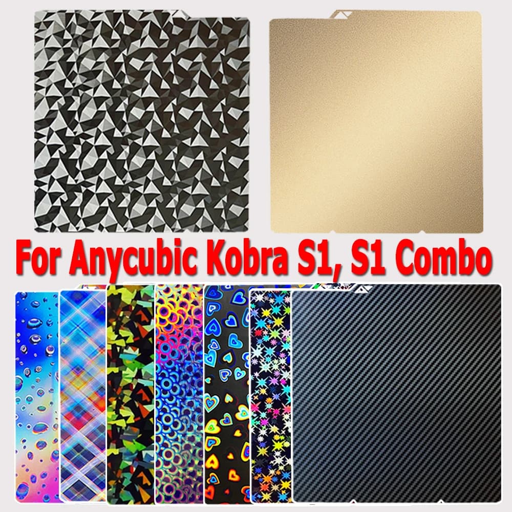 Construction plate for Anycubic Kobra S1 Combo PEI PEO PET sheet Carbon fiber spring steel sheet for bed printer 3D Anycubic Kobra S1