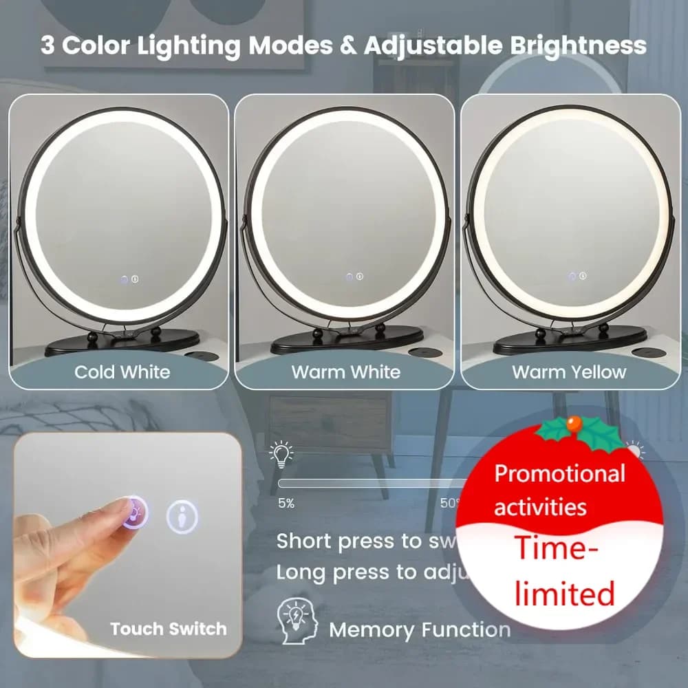 Set da toeletta illuminato a 3 colori con scrivania per il trucco, sgabello imbottito, cassetti portaoggetti e organizer in acrilico, molto venduto.