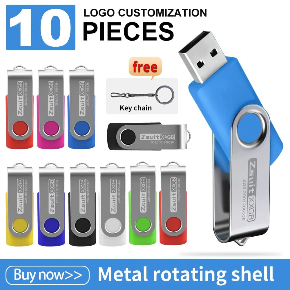 Zsuit 10 pz Chiavetta USB personalizzata gratuita 4 GB 8 GB 16 GB Pen Drive 32 GB 64 GB 128 GB USB Stick Pendrive 512 MB Regalo Memory Stick USB