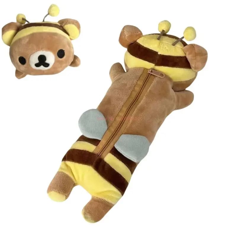 Relaxed Bear Pencil Case Bee Bear Japanese Kawaii Rilakkuma Student Stationery Storage Bag Girlfriend Gift Super Cute Hot