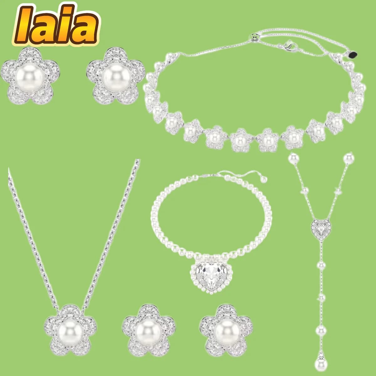 Hot selling 2026 Flower Love Pearl Necklace Women's Light Luxury Versatile Earrings, High-end Feeling Bracelet Jewelry Sets