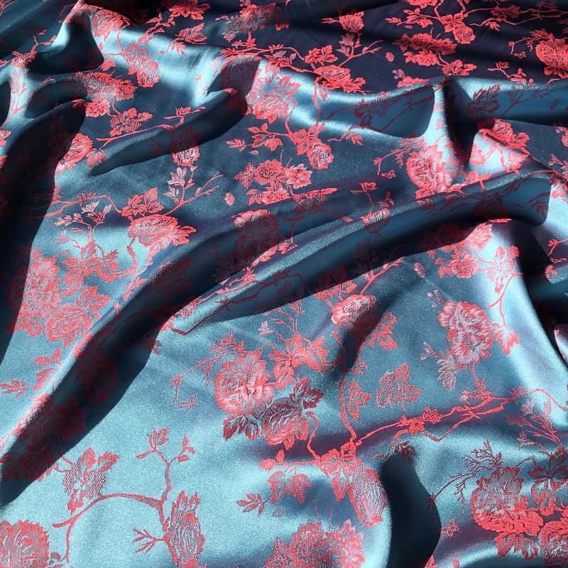 Soft Double-color Jacquard Fabric with Twig Entangled Patterns Imitated Silk Fabric for DIY Cheongsam Trousers Shirt Suit