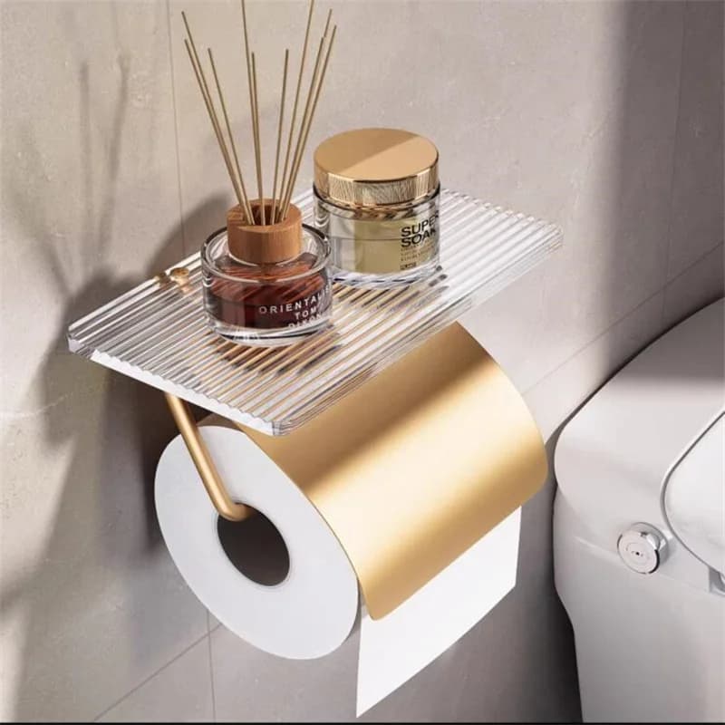 Accessori da bagno in metallo Porta carta igienica Organizzatore Montaggio a parete Porta telefono WC Porta asciugamani Scaffale per rotoli Dyson Airwrap Tocadores