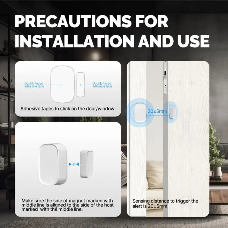 Tuya Smart Zigbee Sensore per porte Sensore per finestre Allarme Protezione di sicurezza Smart Home Controllo della vita intelligente Funziona con Alexa Google Home