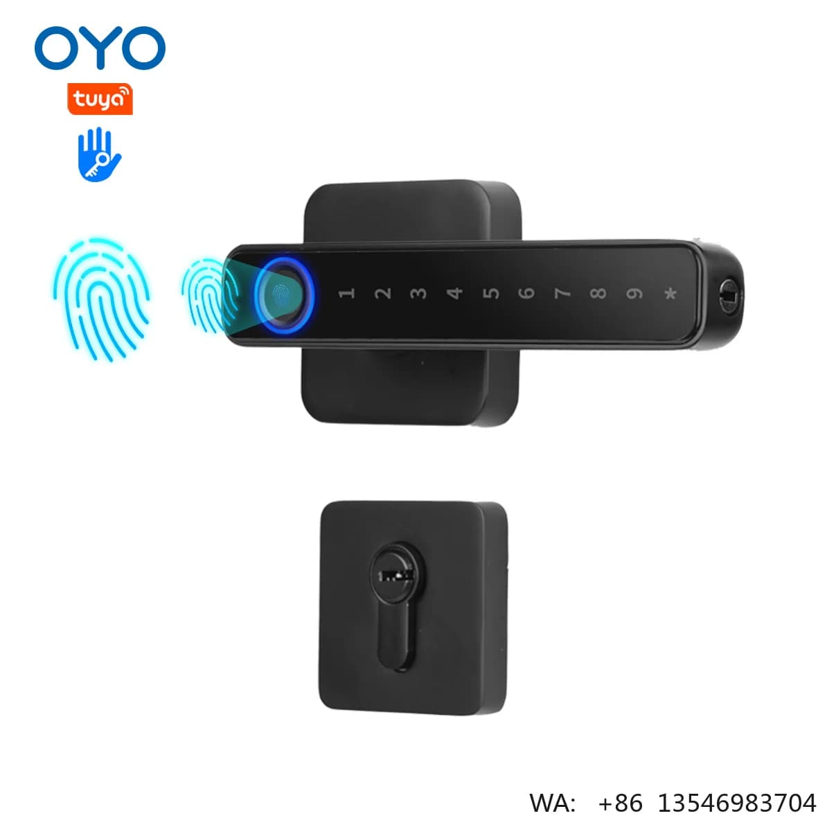 Maniglia di Sicurezza Intelligente OYO per Camera da Letto, Serratura Smart di Lusso con Chiave, Password, App e Riconoscimento Impronte Digitali
