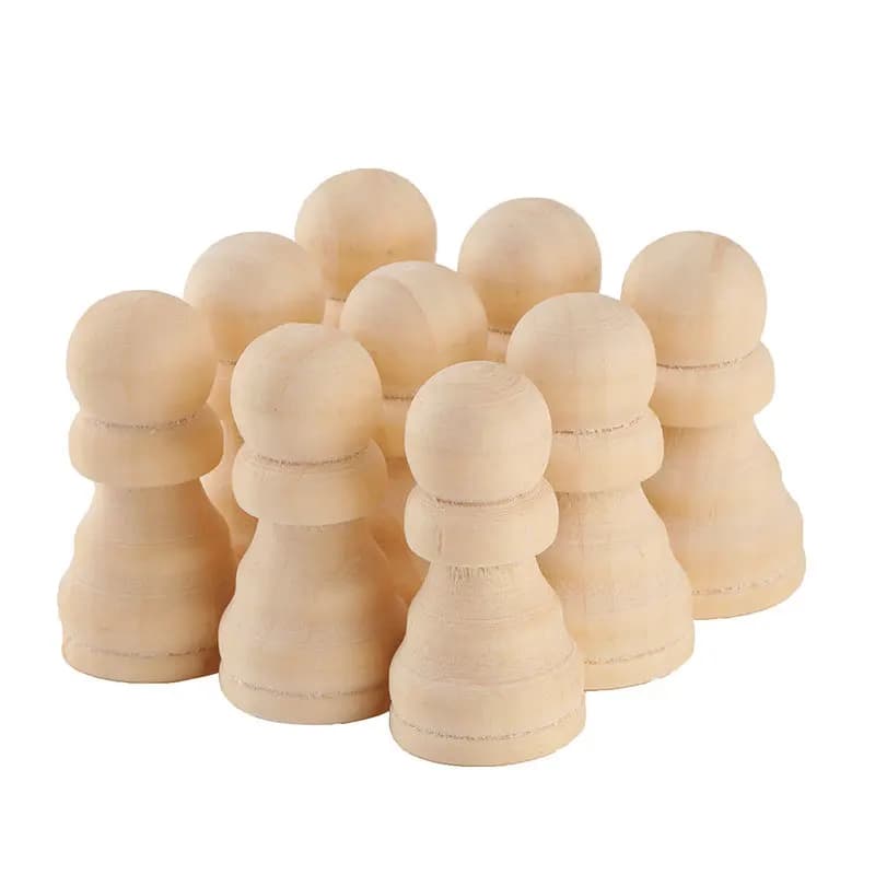 Pezzi di scacchi in legno per giochi da tavolo educativi per bambini, bambole in legno, colore legno, 9 pezzi per Set