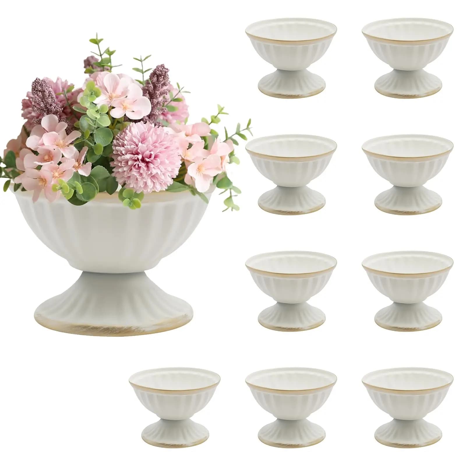 Mini vasi per composizioni di fiori bianchi 10 pezzi per centrotavola, decorazione per fioriera per vasi da tavolo da matrimonio da 2,6 pollici, vaso per piante a tromba per la casa