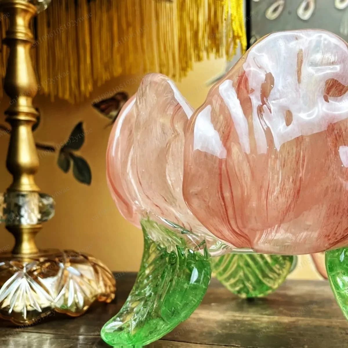 Impressionist Monet Water Lily Pattern Handmade Glass Fruit Bowl, Decorative Dried Fruit Serving Plate