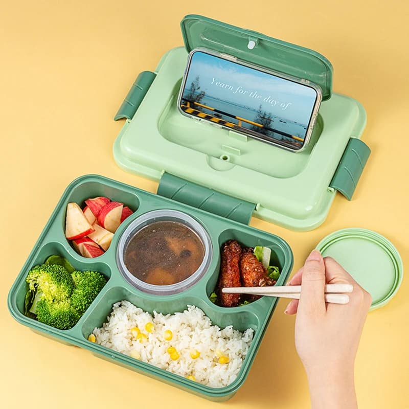 Lunch Box a cinque griglie con ciotola per zuppa stoviglie per studenti bambini impiegati sigillati Waterwash a prova di perdite Bento Lunch Box Food