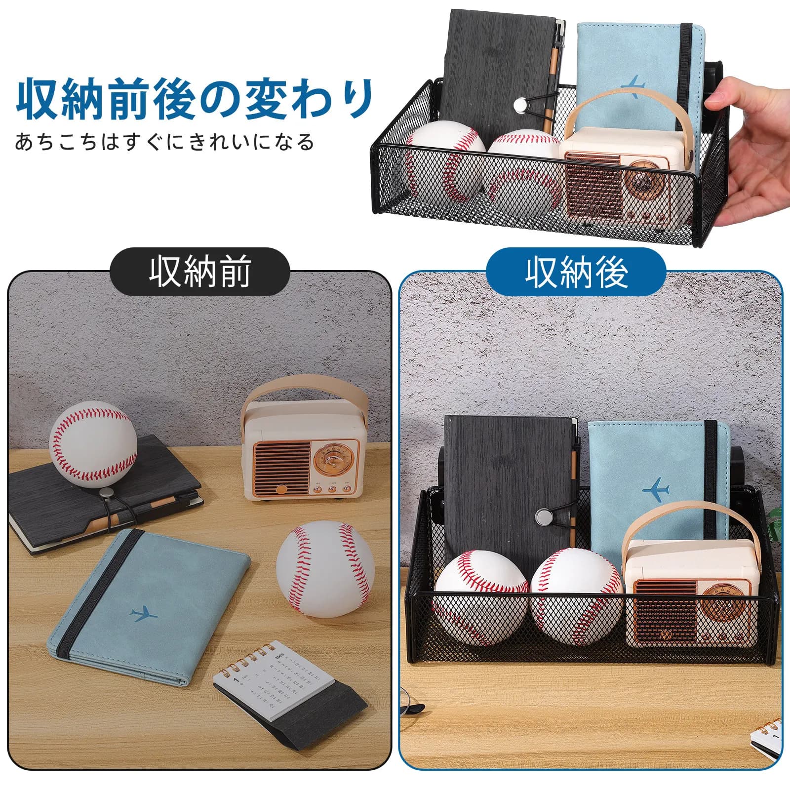 Organizzatore Sospeso da Comodino in Metallo, Cesto Salvaspazio per Scrivania, Telaio Letto, Dormitorio, Letto a Castello, Mensola per Telefono, Libri e Piccoli Oggetti, Nero