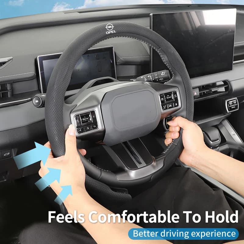 Leather Car Steering Wheel Cover Fully Perforated Wheel Interior For Opel Corsa Astra Insignia Vectra Zafira Meriva Mokka Grand