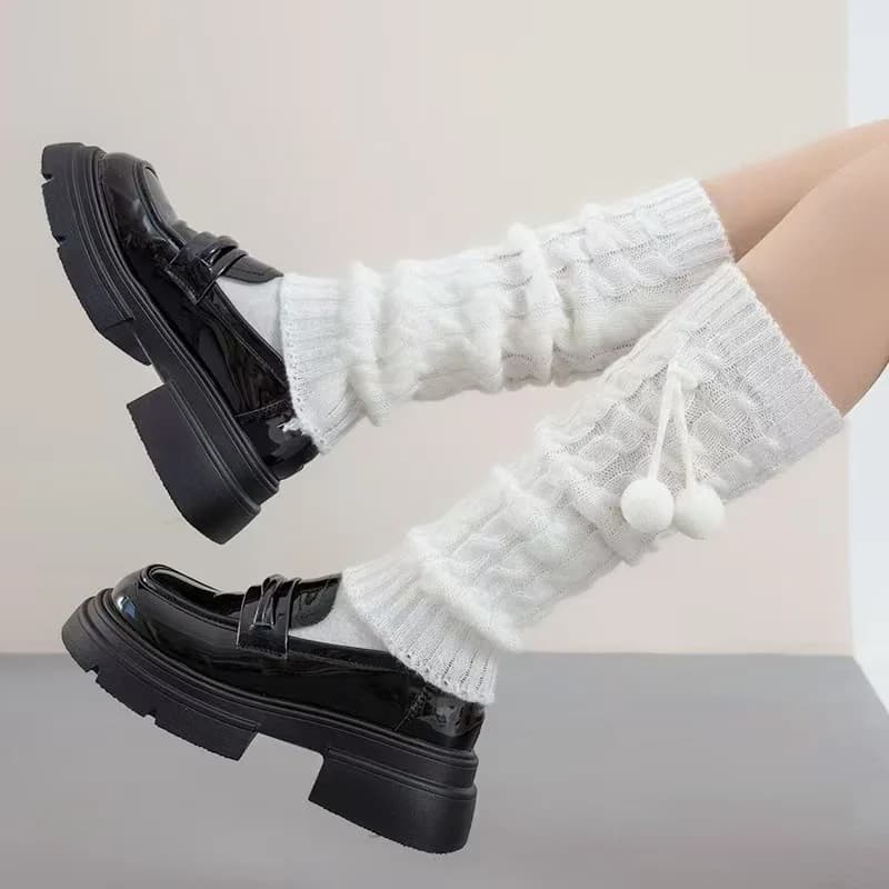 1 Paio di Scaldamuscoli Invernali da Donna, Calze Giapponesi in Filato, Stile Lolita Versatile, Accessori JK Stile Harajuku