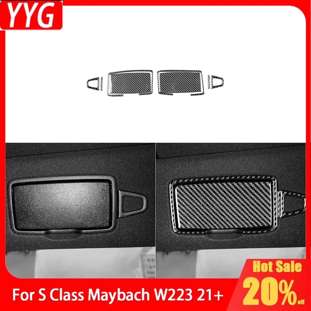 For Maybach Class S W223 21+ Car Accessories Carbon Fiber Storage Tap Makeup Mirror Panel Indoor Cover Trim Wall decal