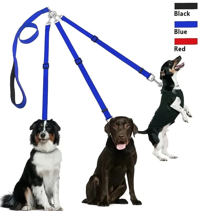 Guinzaglio per cani durevole in nylon 3 in 1 con manico imbottito per passeggiate all'aperto, viaggi in auto, escursioni e campeggio - Guinzaglio per animali domestici a tre vie