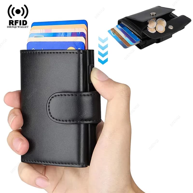 Portafogli da uomo Anti Rfid porta carte portafoglio a tre ante con tasca portamonete portamonete intelligente portamonete per uomo Carteira Masculina