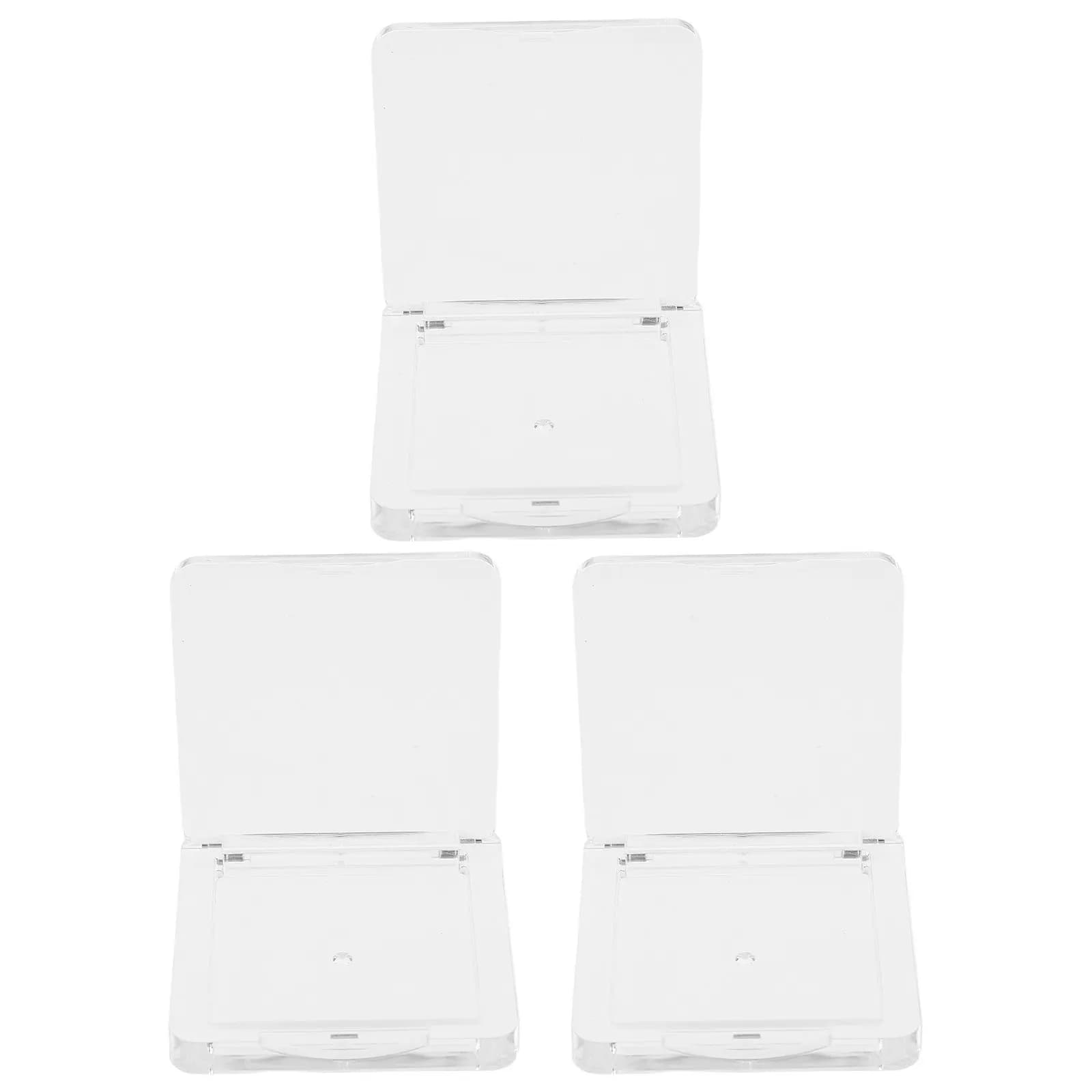 3Pcs Clear Square Single Layer Highlighter Tray Empty Palette for Eyeshadow Blusher Powder Lipstick Travel Makeup