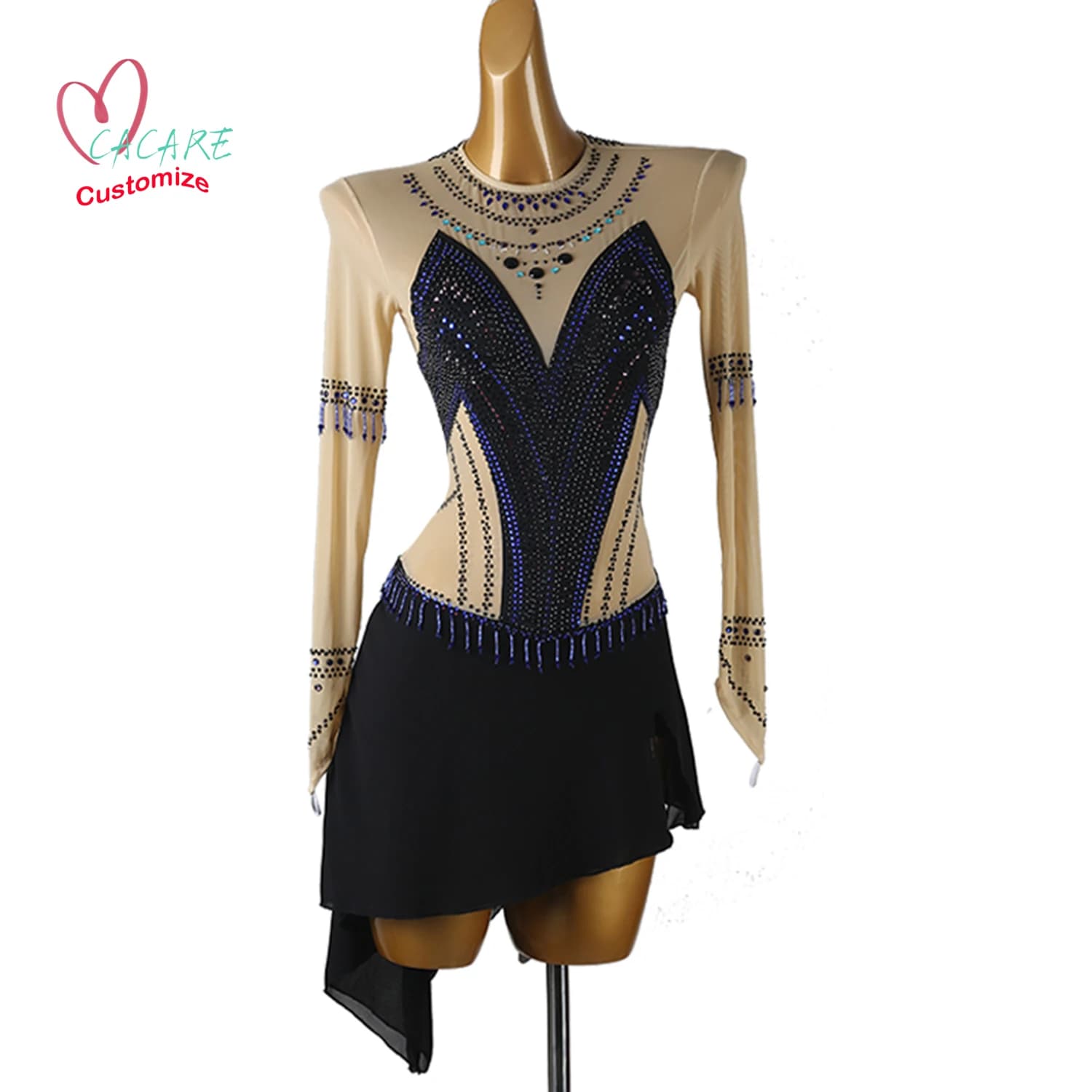 Vestito da pattinaggio di figura Abbigliamento da ballo Costume di scena Abbigliamento Ragazza Abbigliamento per bambini Vestito da pattinaggio su ghiaccio artistico Body da ballo Samba B034