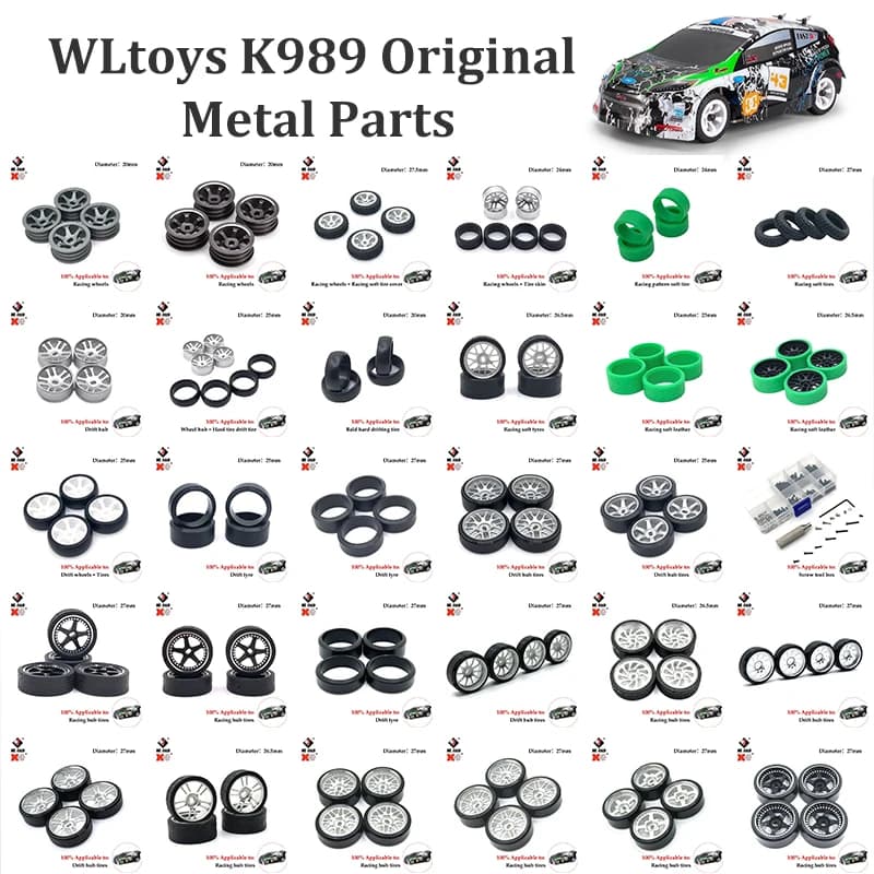 Wltoys 1 28 K989 K969 284131 Parti e accessori di aggiornamento per auto giocattolo elettriche compatibili con ruote e pneumatici a deriva dura