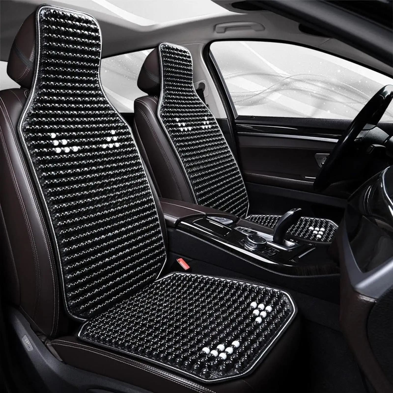 Seat cushion in wood with beads, Ventilate, Refreshing for Car, Universal, Breathable, Seat cover for Summer Interior