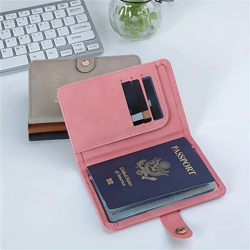 Clip per Passaporto Multifunzionale in Pelle PU, Porta Documenti Creativo con Protezione RFID, Porta Carte e Clip per Passaporto