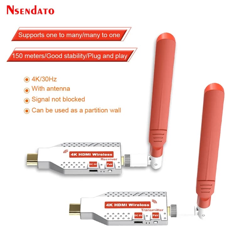 Extender HDMI Wireless 4K 150M 1080P, Trasmettitore e Ricevitore Video HDMI Wireless, Condivisione Schermo per PS4 TV PC
