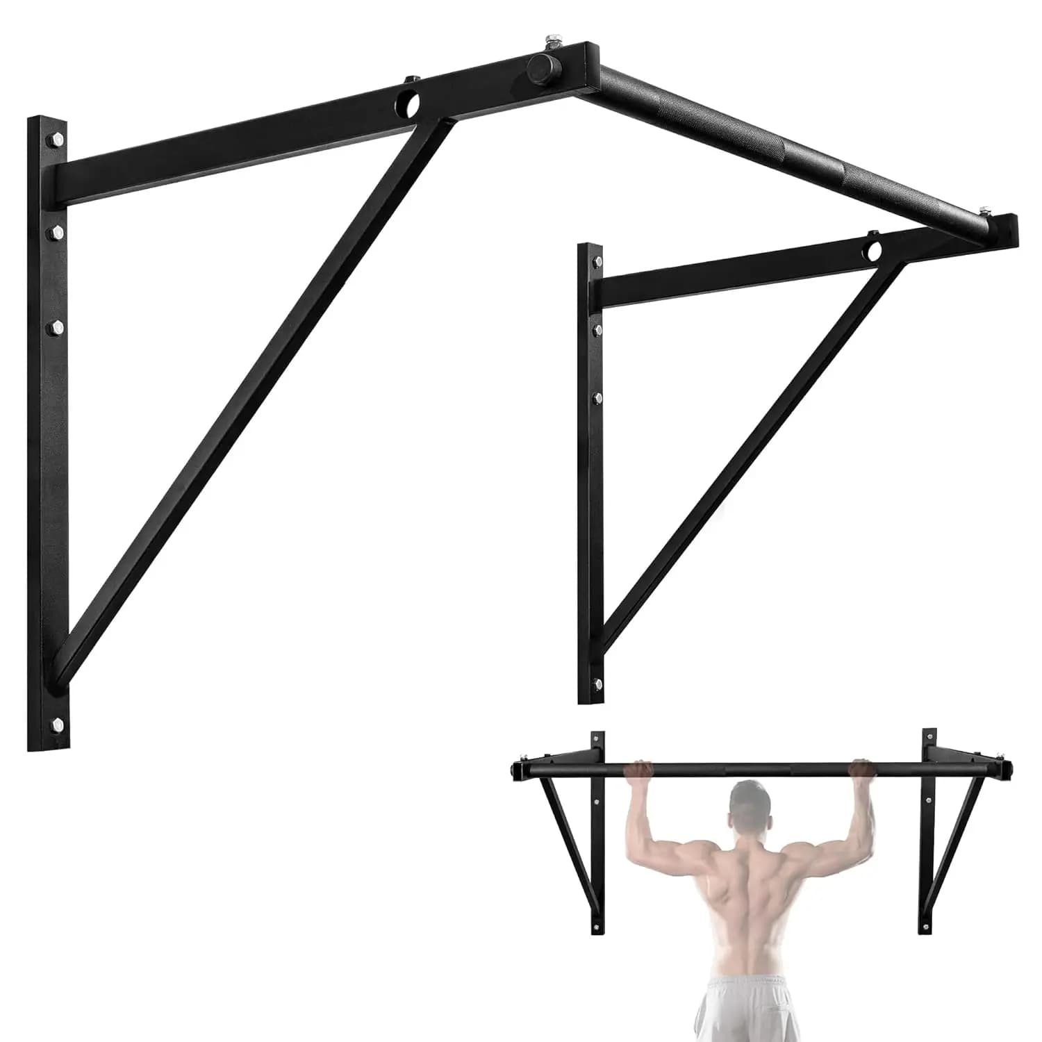 Heavy Duty Wall Mounted Pull Up Bar – Multi-Grip, 500lbs Capacity for Home Gym