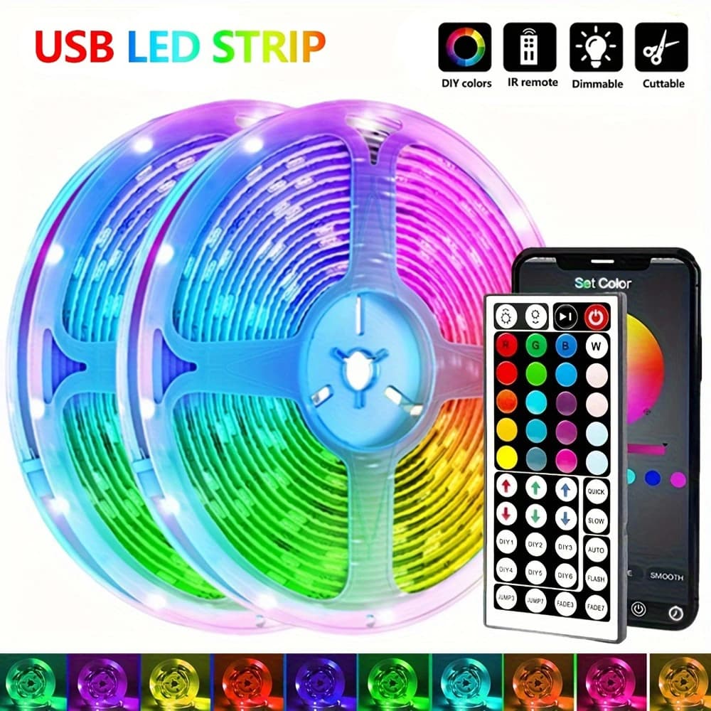 5050 16/Striscia LED App Bluetooth Controllo IR RGB USB Luminoso Miglior vestito per la camera da letto TV Parete e soggiorno Decorazione Festa