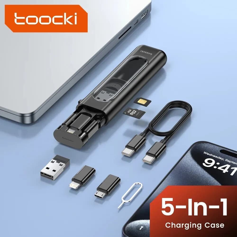 Toocki PD60W Type C USB Cable for iPhone 15 Pro Max Cable 5 in 1 USB Adapter Cable Charging Case for Samsung S23 Xiaomi