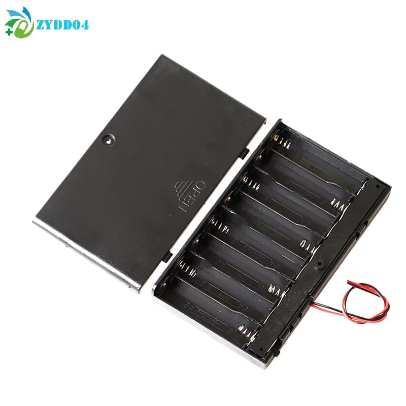 ● 1/2 Pieces AA 8 Slot Battery Holder with Switch and Cover - Standard Box for Batteries