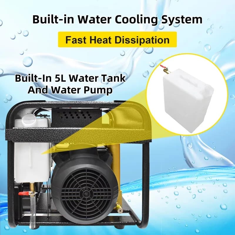 Compressore d'Aria PCP per Immersioni Subacquee e Snorkeling, Alta Pressione 30mpa/4500psi/300bar, Doppio Cilindro, Auto-Purge Stop, 110V 220V