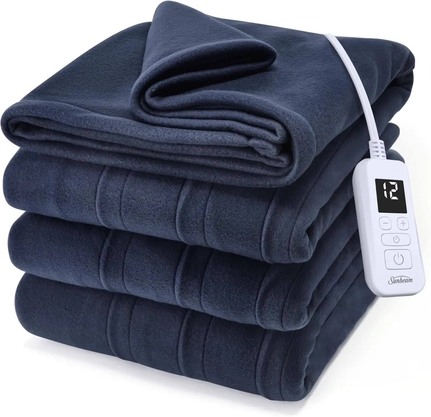 Coperta elettrica riscaldata Ultra Fleece, misura Twin 84" x 62", 12 impostazioni di calore e spegnimento automatico, colore indaco
