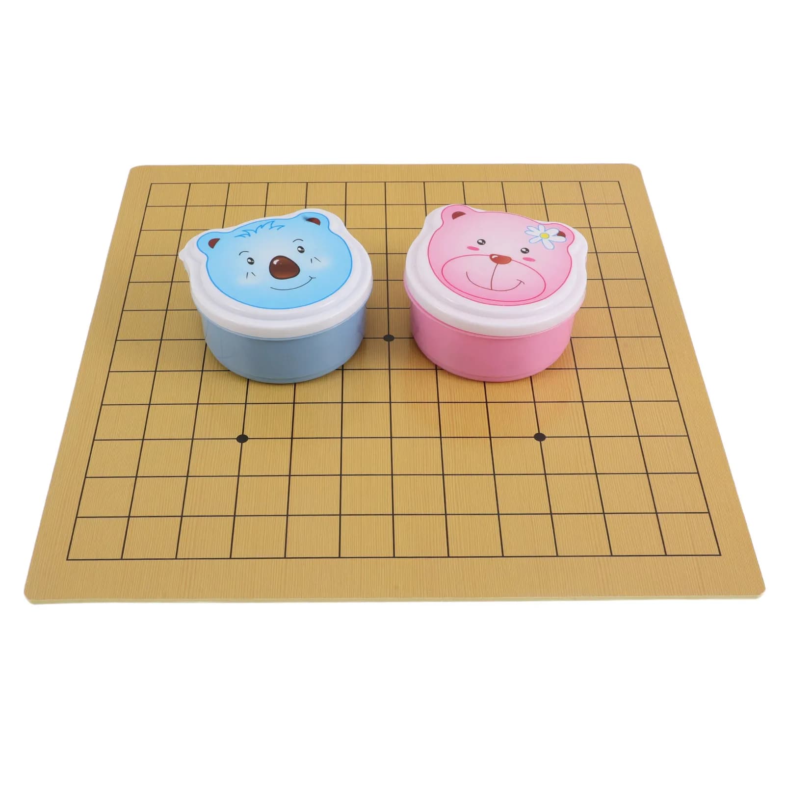 Set Go per Bambini con Tabellone Bifacciale 9x9 13x13, Design con Orso Cartoonesco, Set da Scacchi Portatile e Leggero per Viaggi e Uso Familiare