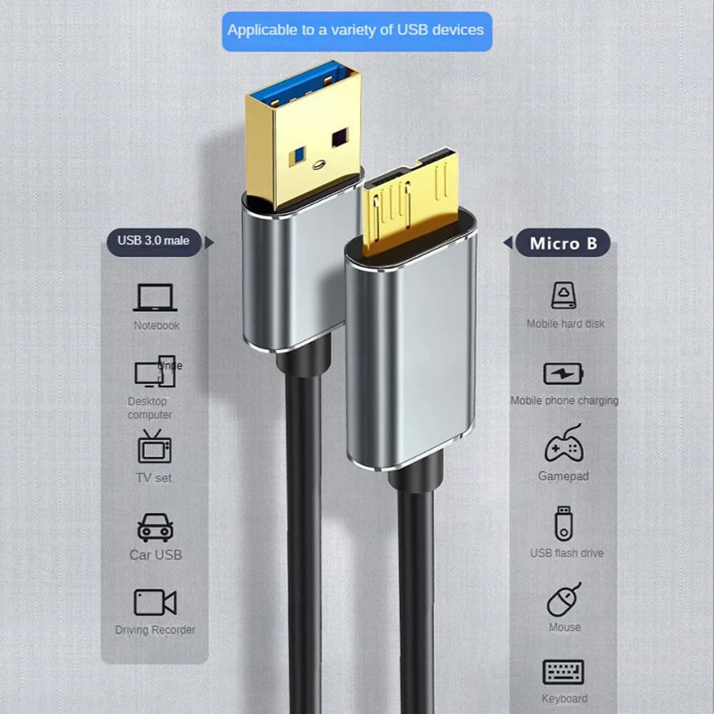 Cavo USB Micro-B per Disco Rigido Esterno, Cavo Dati Micro-B, Cavo SSD SATA per Disco Rigido Micro-B USB 3.0