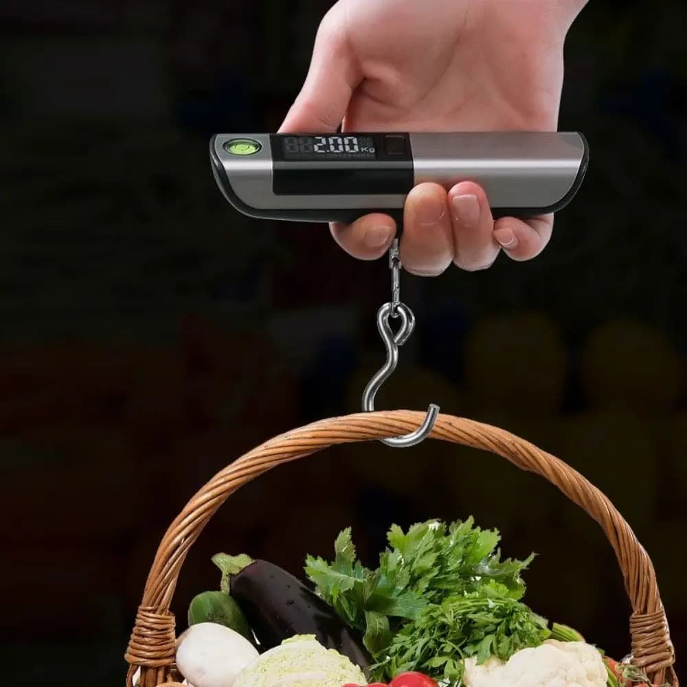 Bilancia per bagaglio a mano da 50 kg/110 libbre, digitale LCD, con metro a nastro, bilancia elettronica, bilancia elettronica per valigie ad alta precisione, per la pesca