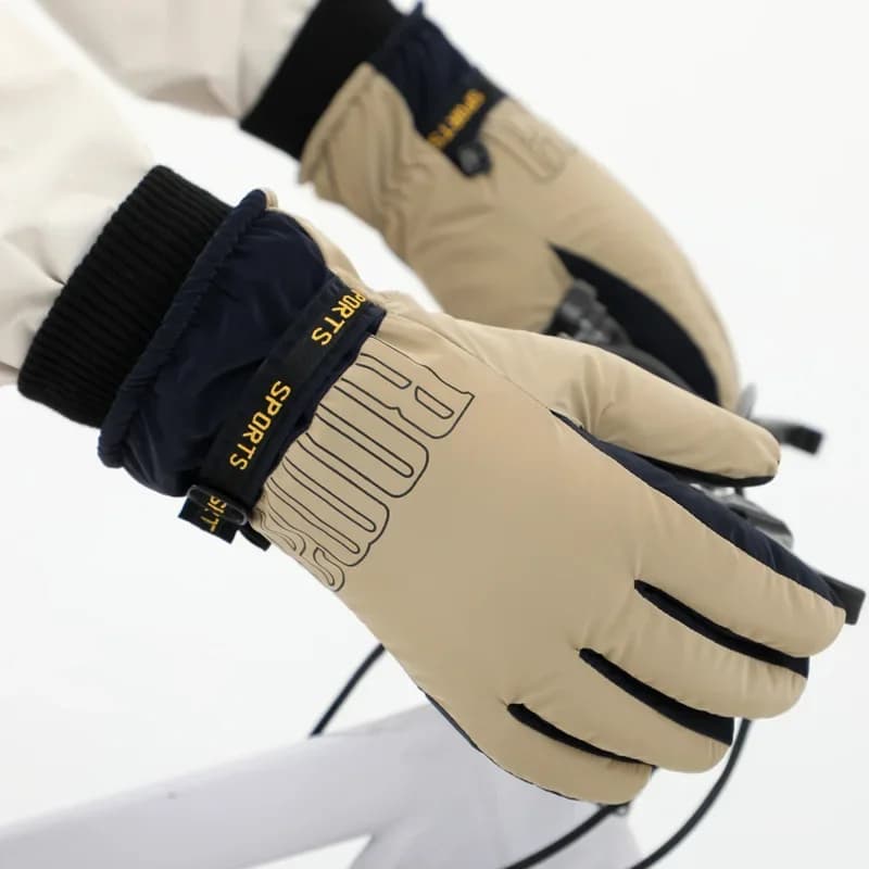 Guanti da sci invernali da uomo compatibili con touchscreen foderati in pile ispessito antivento impermeabile per auto elettrica da moto all'aperto